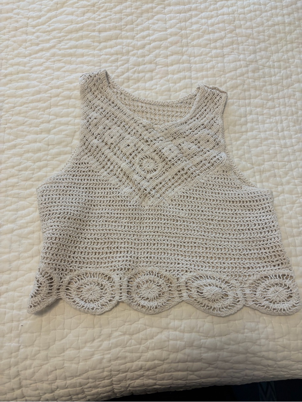 Vintage Crochet Tank Top - Cream